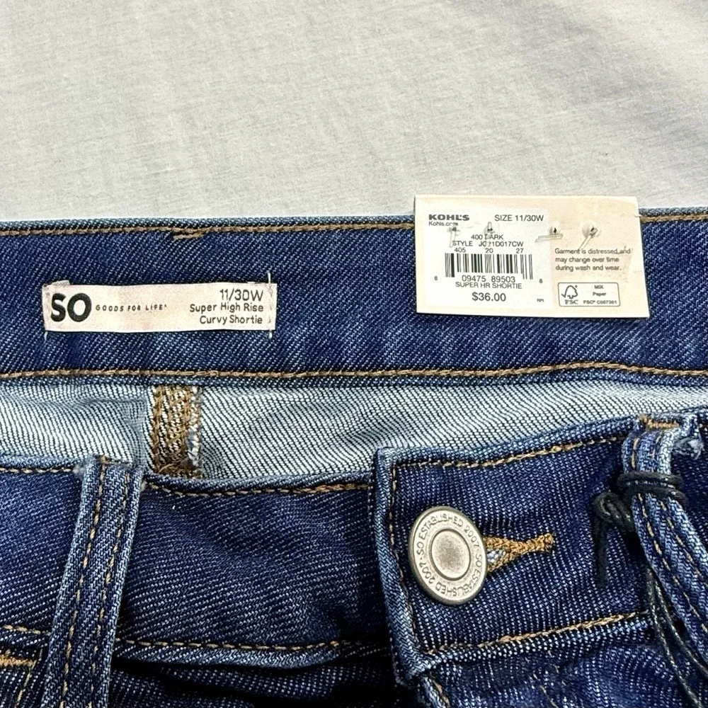 SO Women's Super High Rise Curvy Shortie Shorts Repreve Blue‎ Size 11/30W  NWT